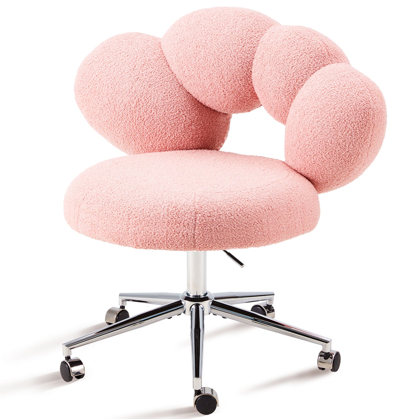 Armless Teddy Fabric Vanity Desk Chair With Wheels