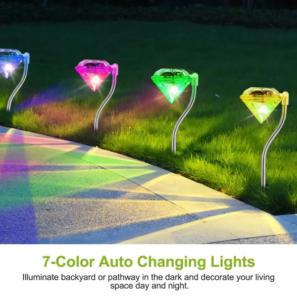 Diamond Solar Garden Lights Waterproof With Seven Color LEDs