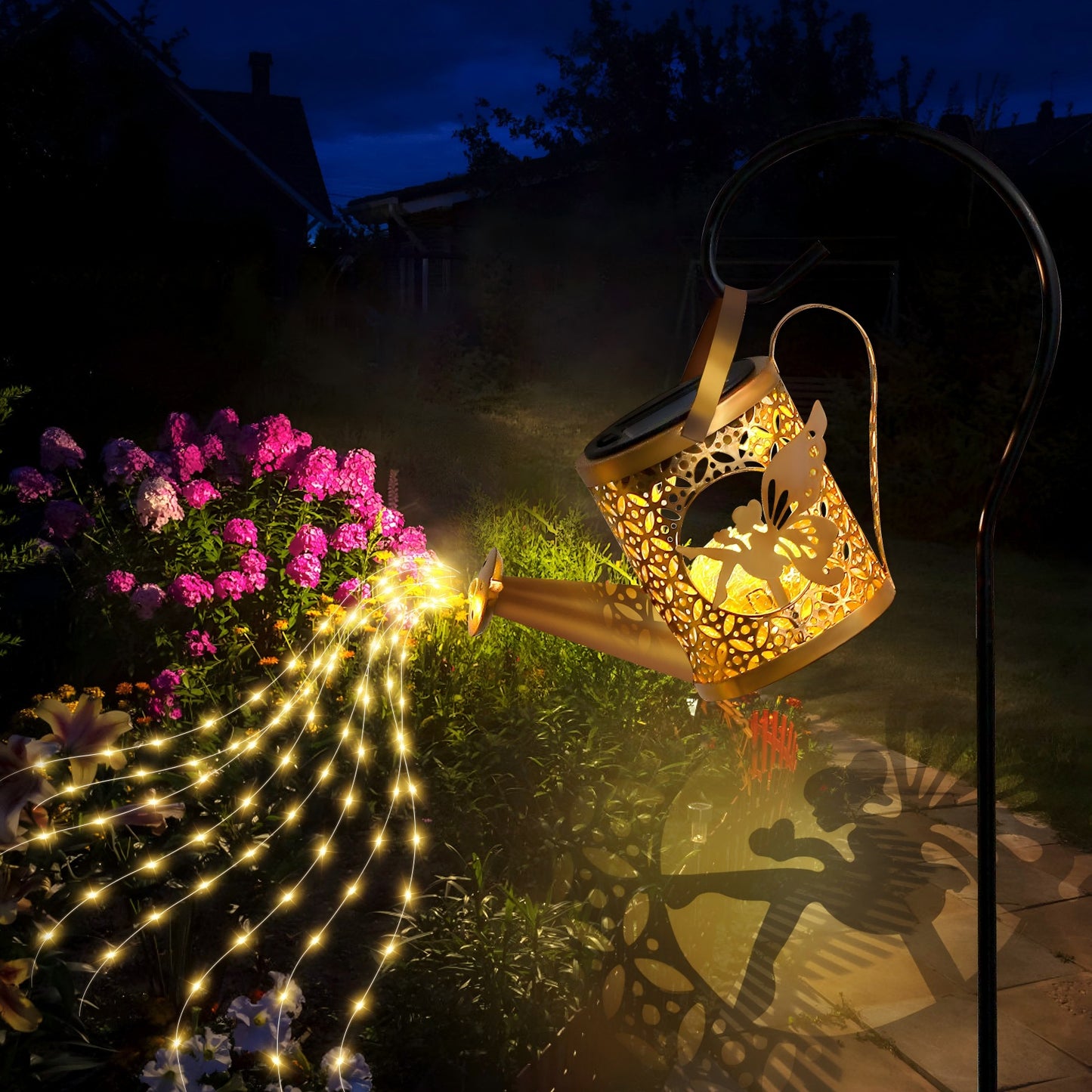Solar Watering Can Lantern With Cascade Fairy Lights