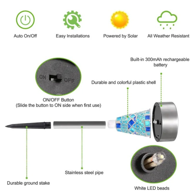 Six Sets Solar Outdoor Landscape Lights For Courtyard Ambience