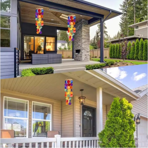 Wind Chimes For Outside Handcrafted Rainbow Capiz Shells Coastal Outdoor Decor For Garden