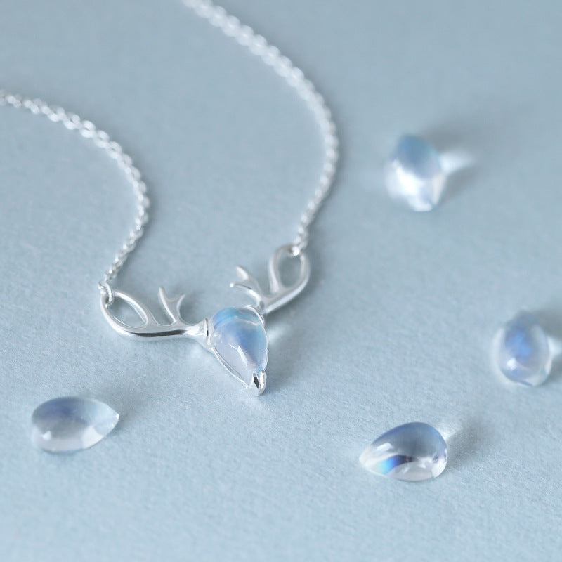 Forest Moonstone Elk Necklace