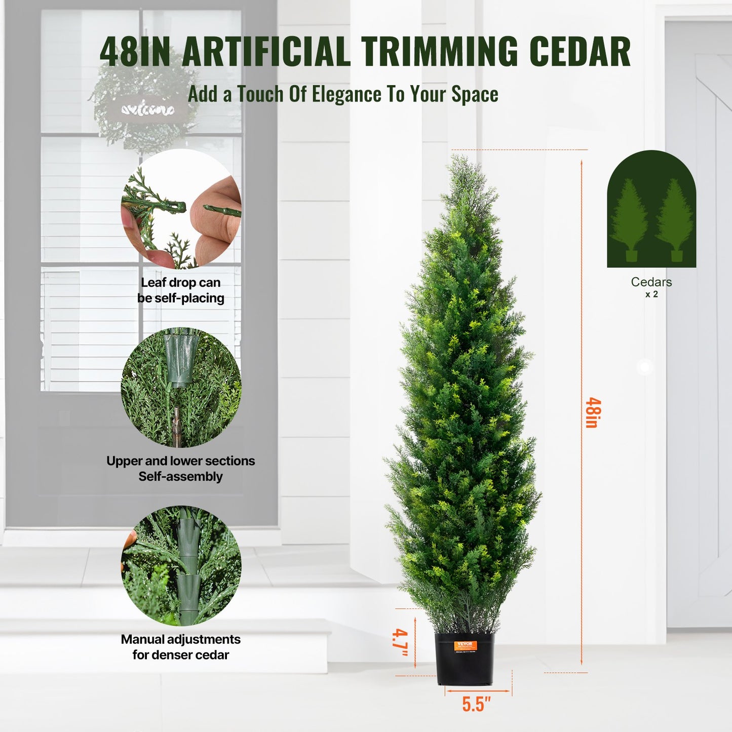 Two Pack 4 Ft UV Resistant Artificial Cedar Topiary