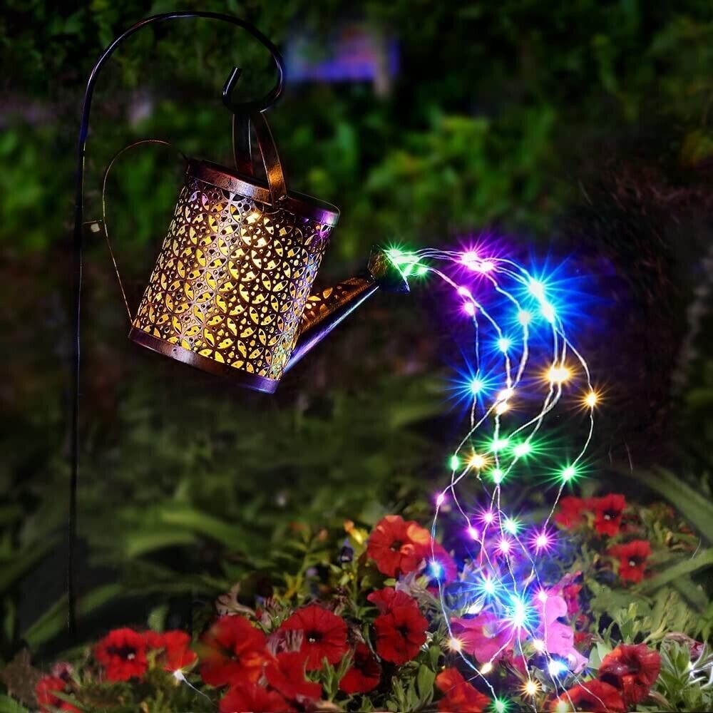Copper Watering Can Solar Garden Lights With Hanging Pattern