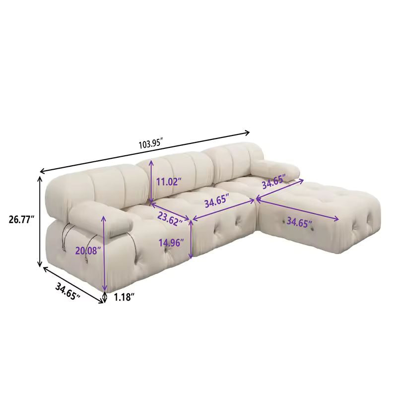 Enchanted Glam Luxe Modular Sofa With Velvet Buckle And Rings