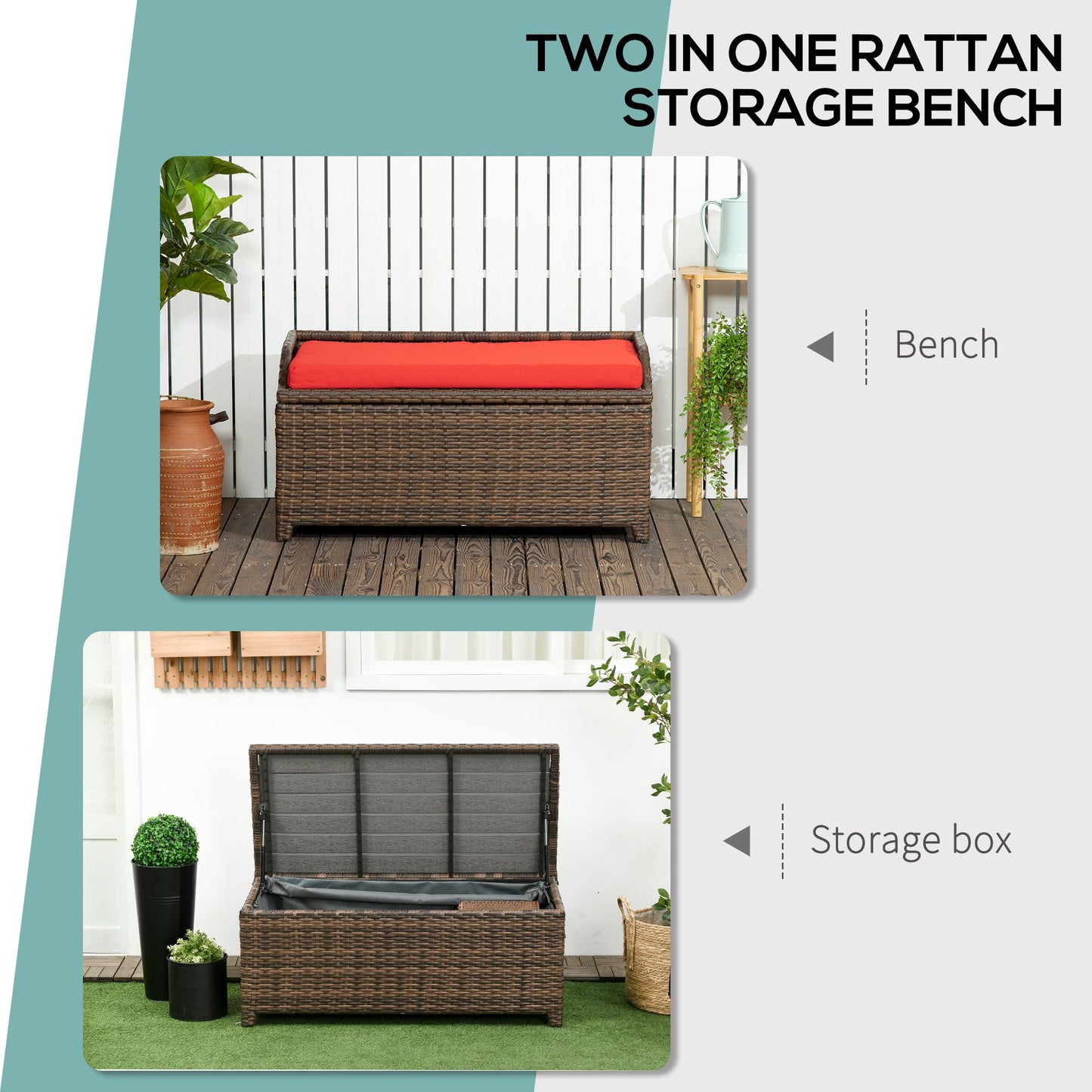 34 Gallon Outdoor Storage Bench With Cushioned Seat