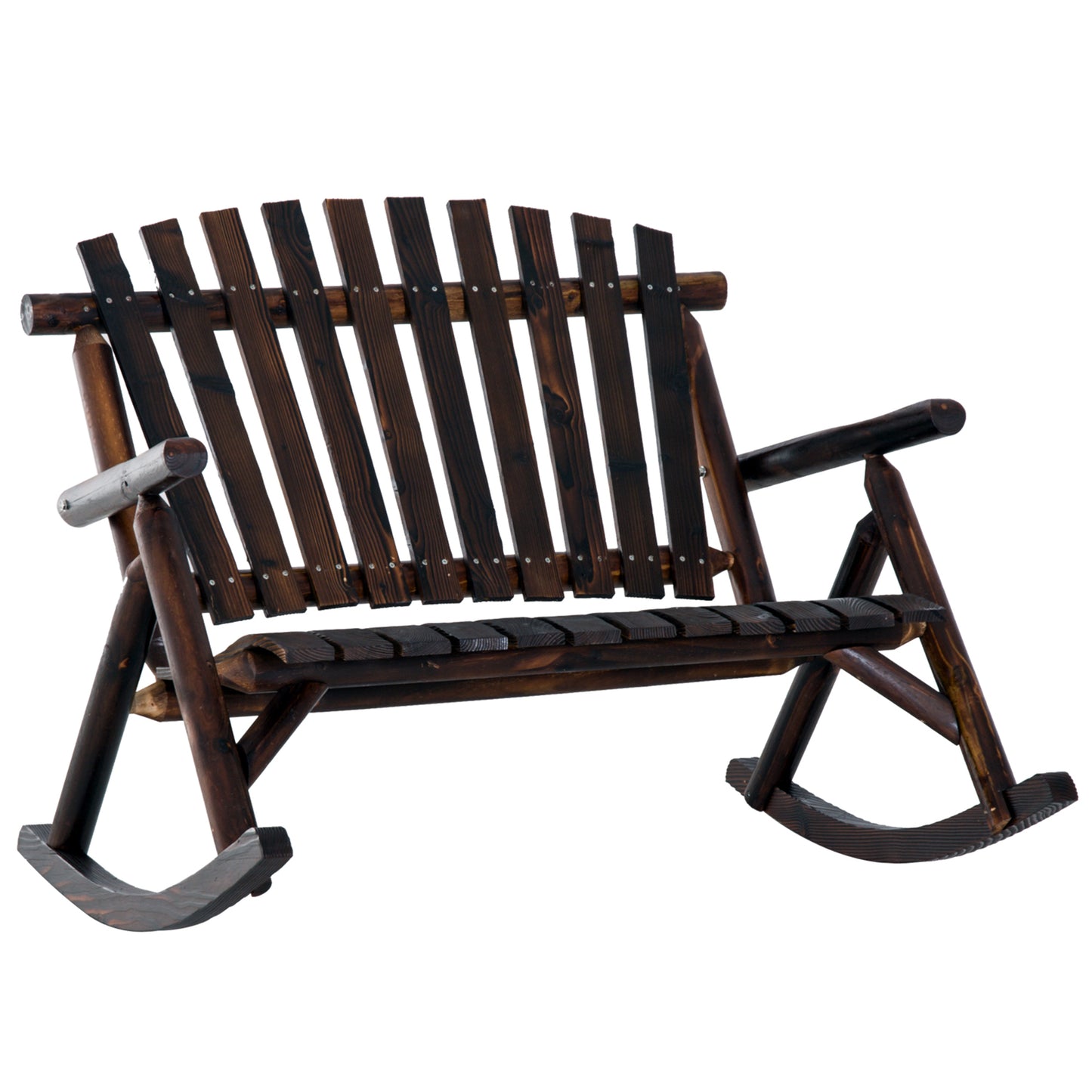 Carbonized Wood High-Back Rocker - Garden Serenity,