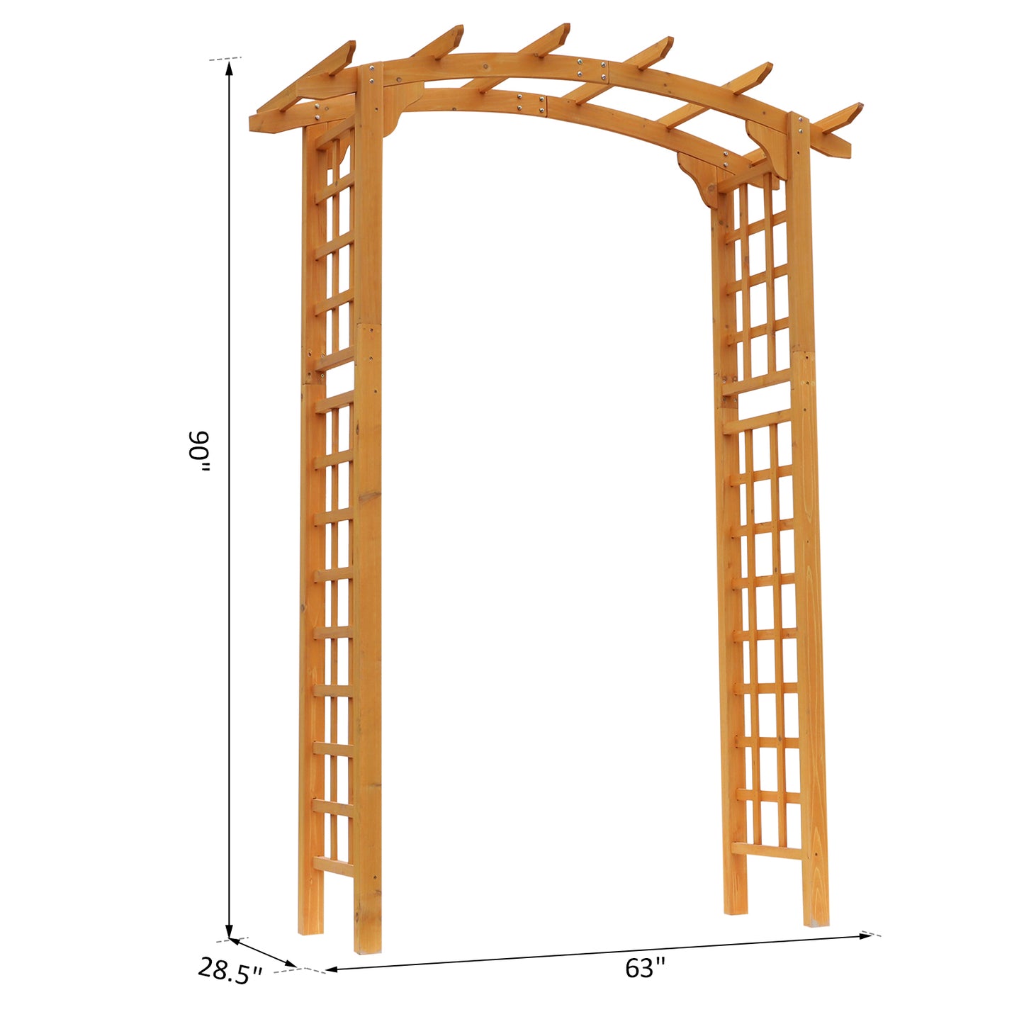 7.5' Fir Wood Round Outdoor Garden Pergola Style Arbor Arch Trellis