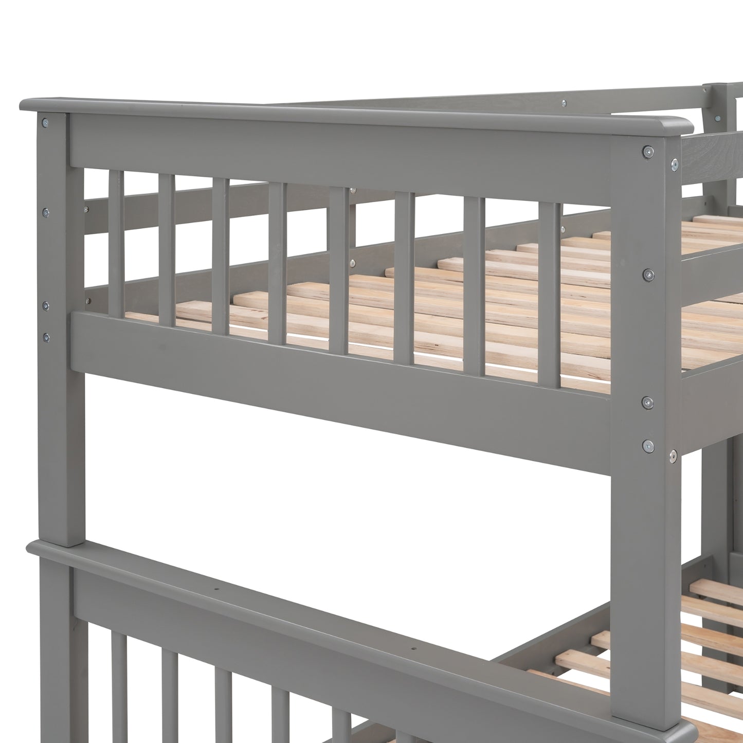 Stairway Twin-Over-Twin Bunk Bed With 3 Drawers - Gray