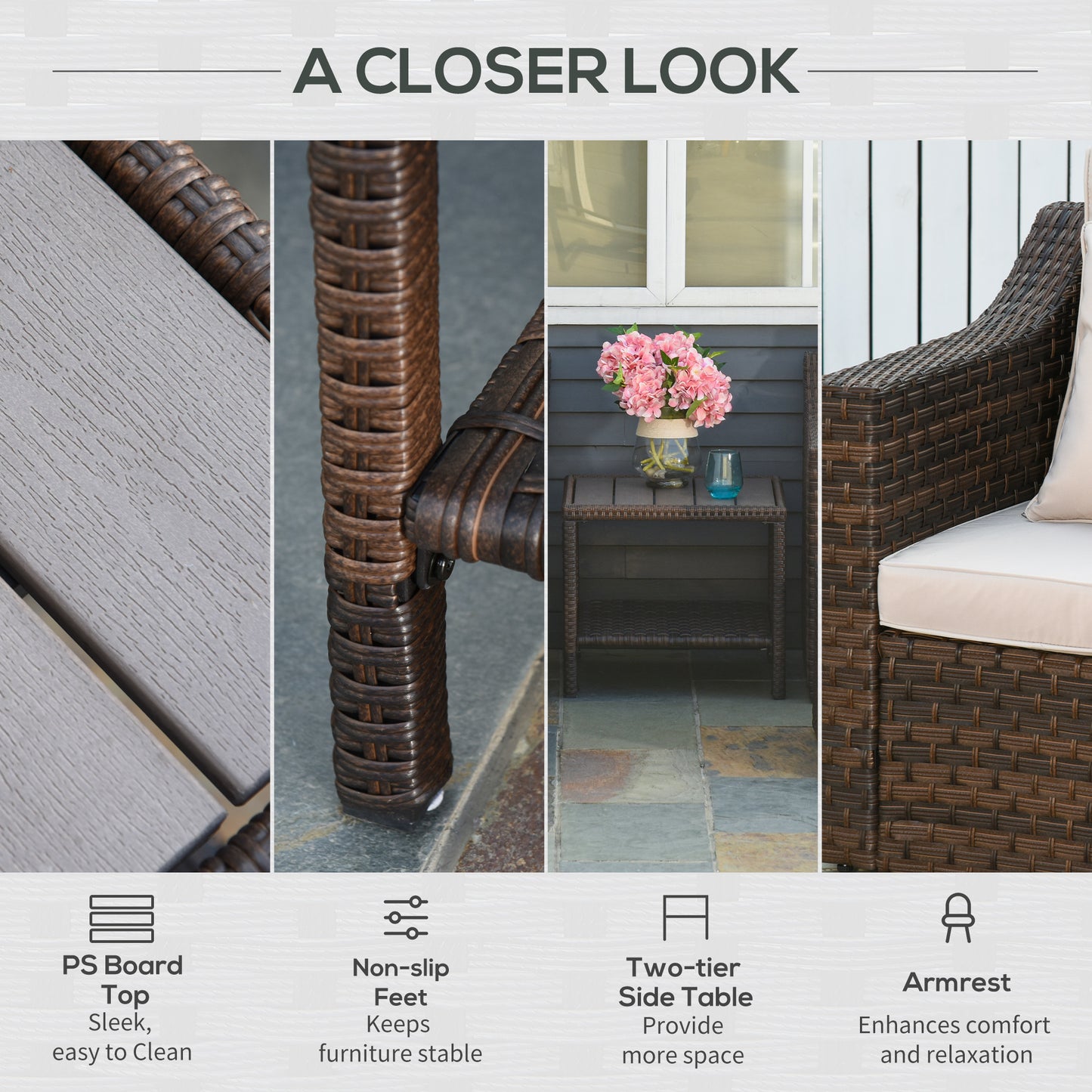 5Pc Patio Furniture Set - Opulent Balcony Bliss For Small Spaces