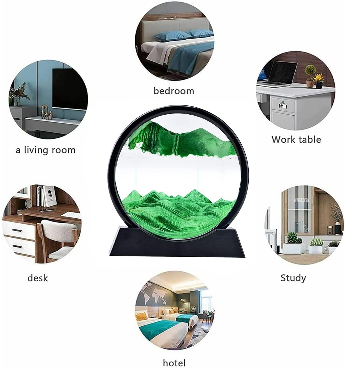 3D Dynamic Sand Art Round Glass Purple -  For Relaxing Desk Decor