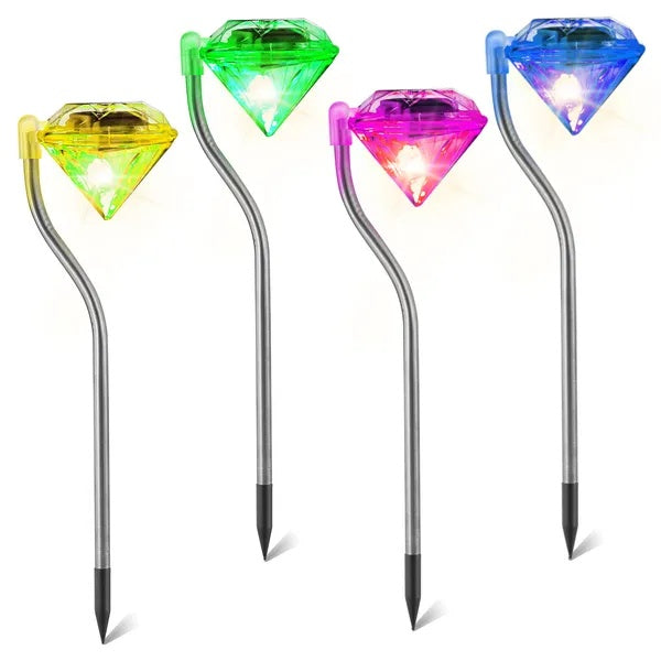 Diamond Solar Garden Lights Waterproof With Seven Color LEDs