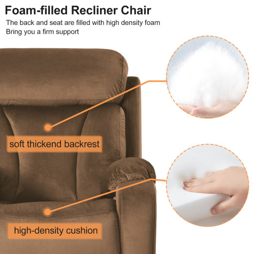 Lift Chair Recliner For Elderly Power Remote Control Recliner Sofa Relax Soft Chair Anti-skid Australia Cashmere Fabric Furniture Living Room  Brown