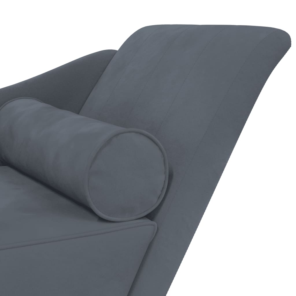 Chaise longue with cushions in velvet