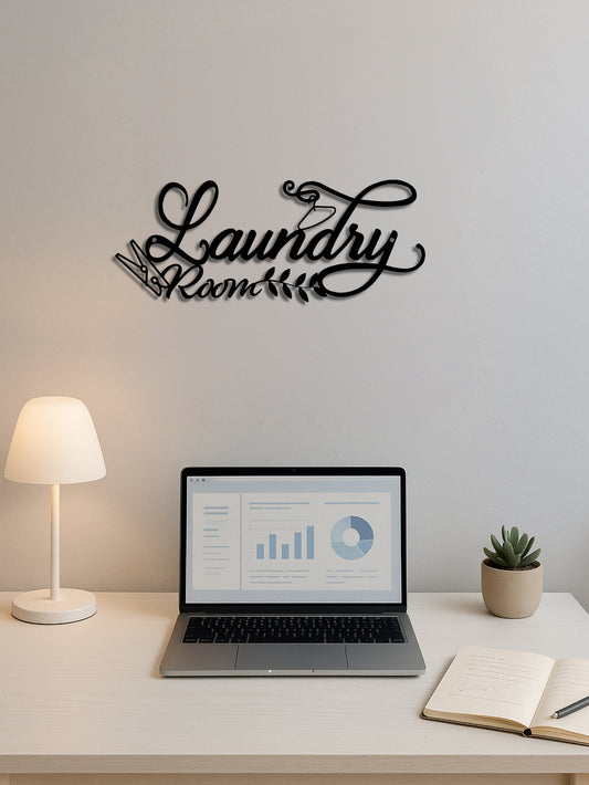 Enchanted Velvet Metal Wall Sign With Pediment For Laundry Bar Cafe Decor