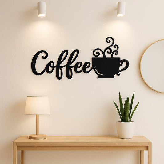 Enchanted Luxe Coffee Wall Art Iron Mug Silhouette Sign