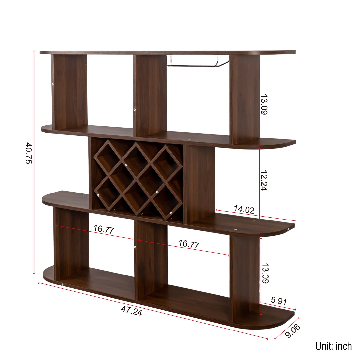 Enchanted Luxe Wall Mounted 3 Tier Rustic Wine Rack With Glass Holder