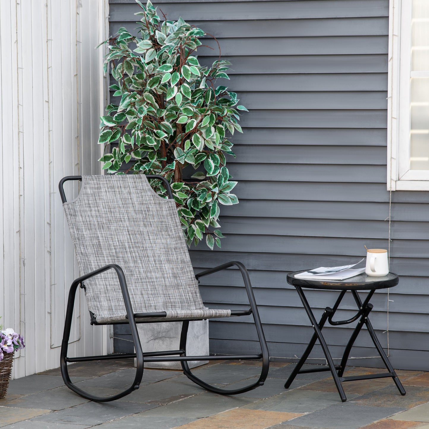 Enchanting Patio Outdoor Rocking Chair With Sling Fabric