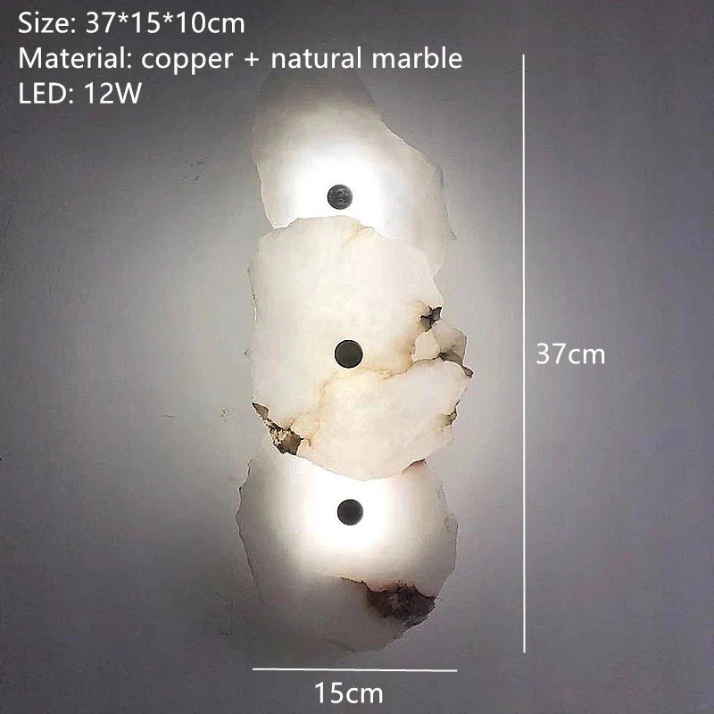 Natural Marble LED Wall Lamp Copper Luxury Novelty Lighting Sconce For Bedroom Living Dining Room Wall Decor Modern Art Design