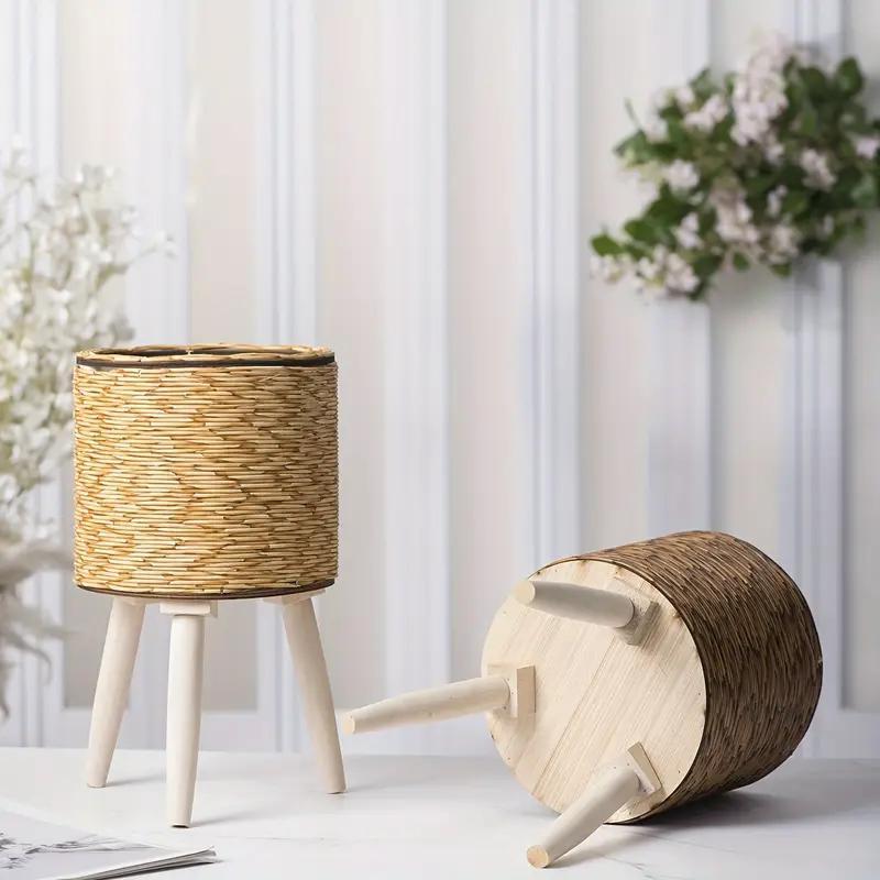 Handmade Green Plastic Vase - Upgraded Durable Wide-mouth Flower Pot And Plant Stand, Modern Round Indoor Home Decor Vase, Suitable For Tabletops Floors