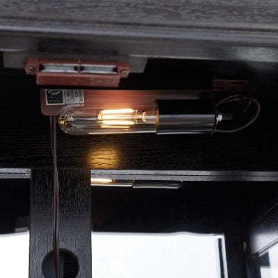 Lighted Glass Curio Display Cabinet,Display Cabinet,Glass Storage Cabinet Glass Wine Cabinet Wood Frame Toy Display For Living Room, Kitchen, Pantry Light Bulb Included Cherry