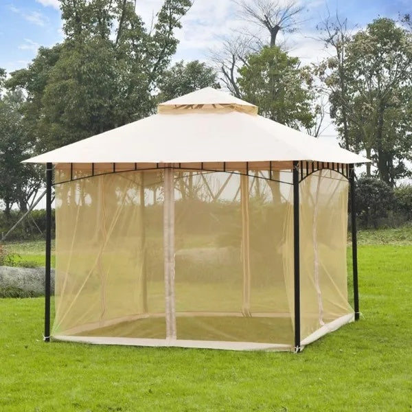 Spacious Outdoor Gazebo Canopy With UV Shield And Netting