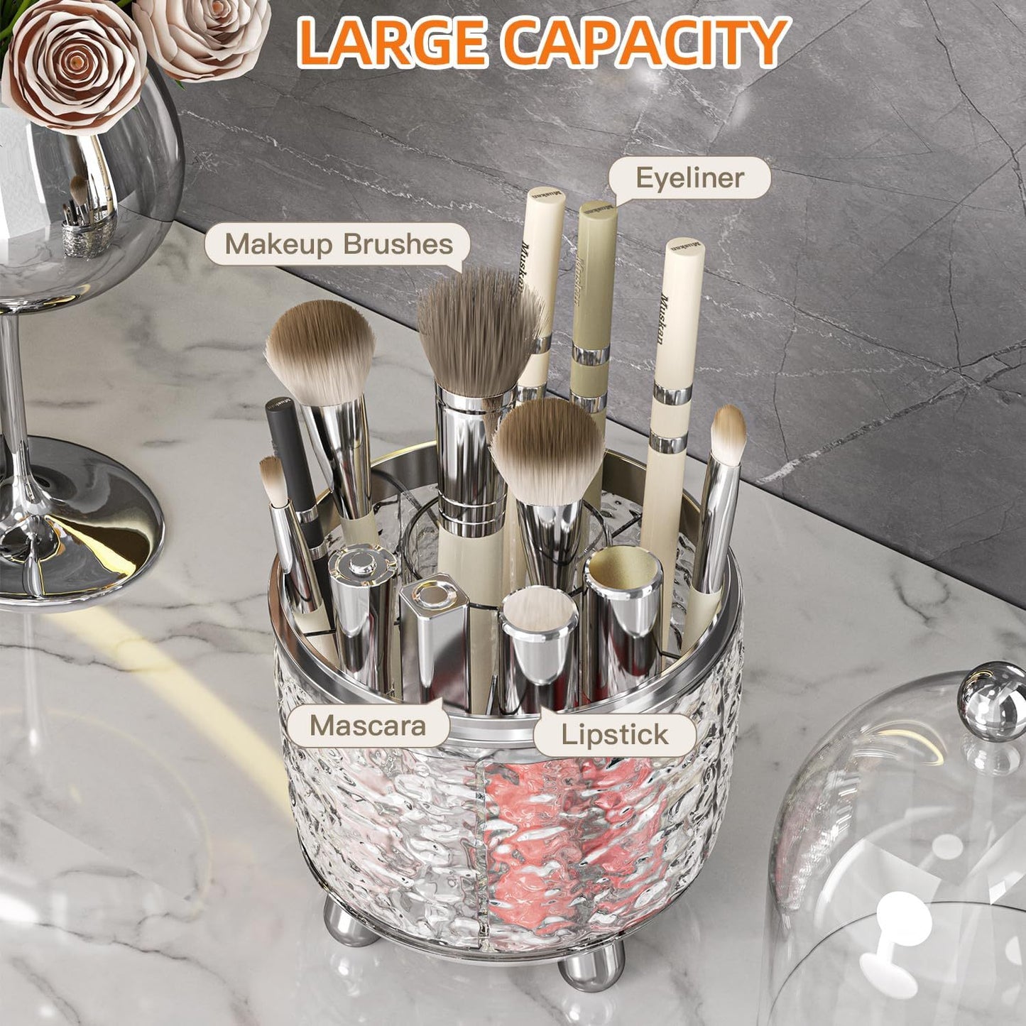 Large Capacity Vanity Makeup Brush Storage Rack Organizer