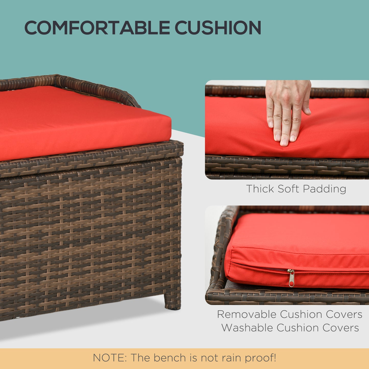 34 Gallon Outdoor Storage Bench With Cushioned Seat