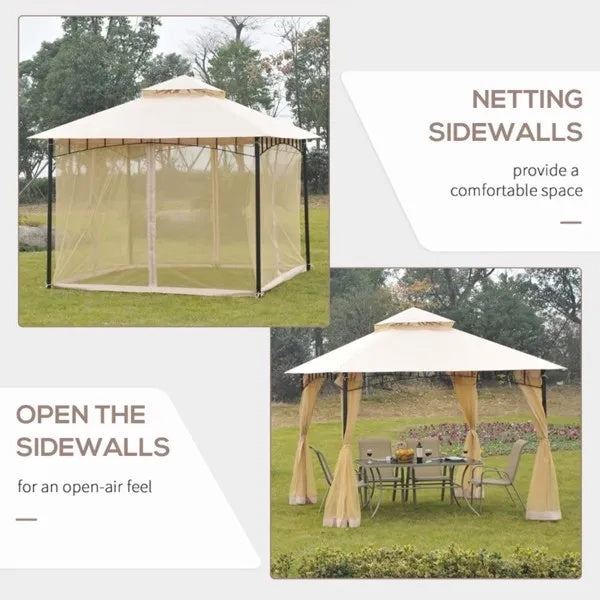 Spacious Outdoor Gazebo Canopy With UV Shield And Netting