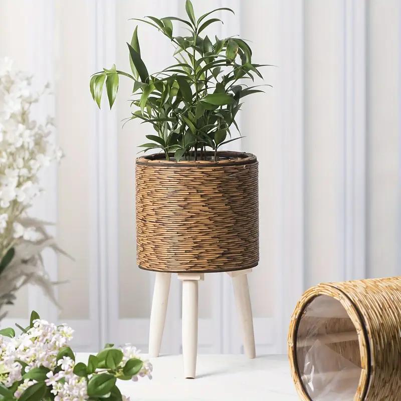 Handmade Green Plastic Vase - Upgraded Durable Wide-mouth Flower Pot And Plant Stand, Modern Round Indoor Home Decor Vase, Suitable For Tabletops Floors