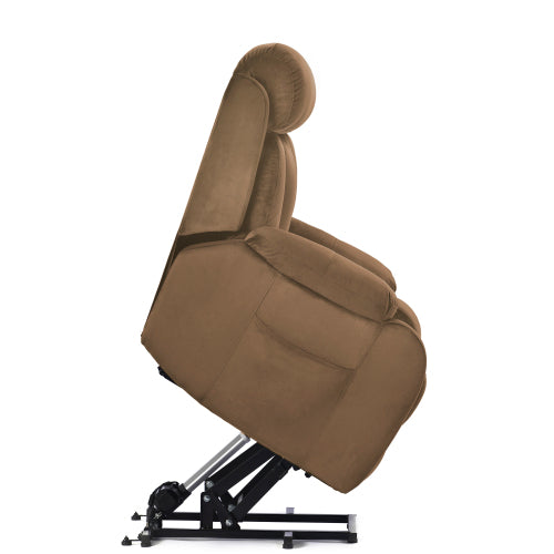 Lift Chair Recliner For Elderly Power Remote Control Recliner Sofa Relax Soft Chair Anti-skid Australia Cashmere Fabric Furniture Living Room  Brown