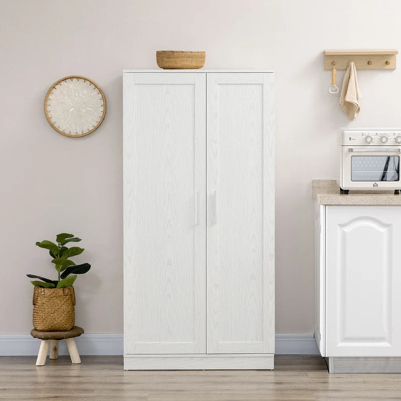Kitchen Pantry Storage Cabinet, 14-Tier Freestanding Kitchen Cupboard For Living Room, Dining Room Storage, White