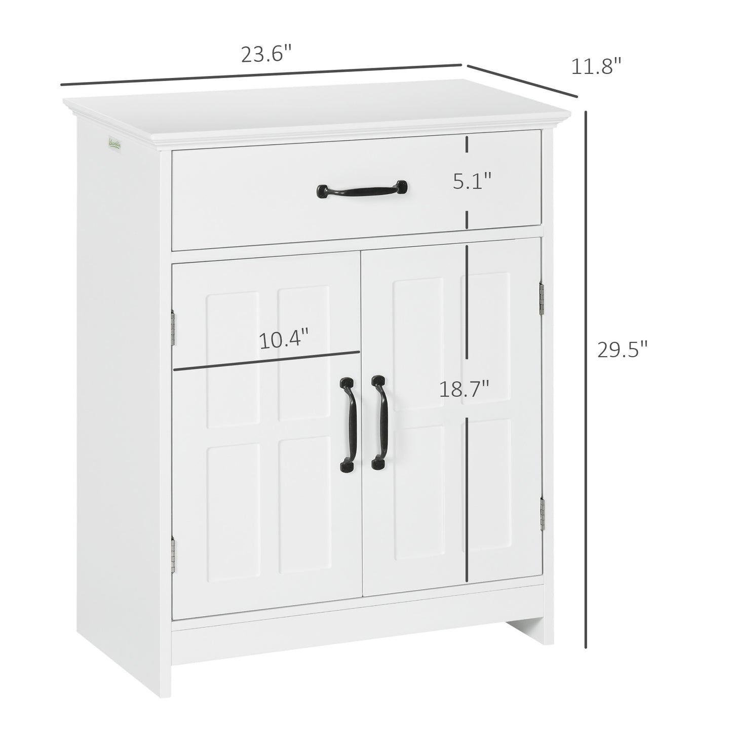 Bathroom Storage Cabinet, Modern Bathroom Cabinet with 2 Doors, Storage Drawer & Adjustable Shelf, White