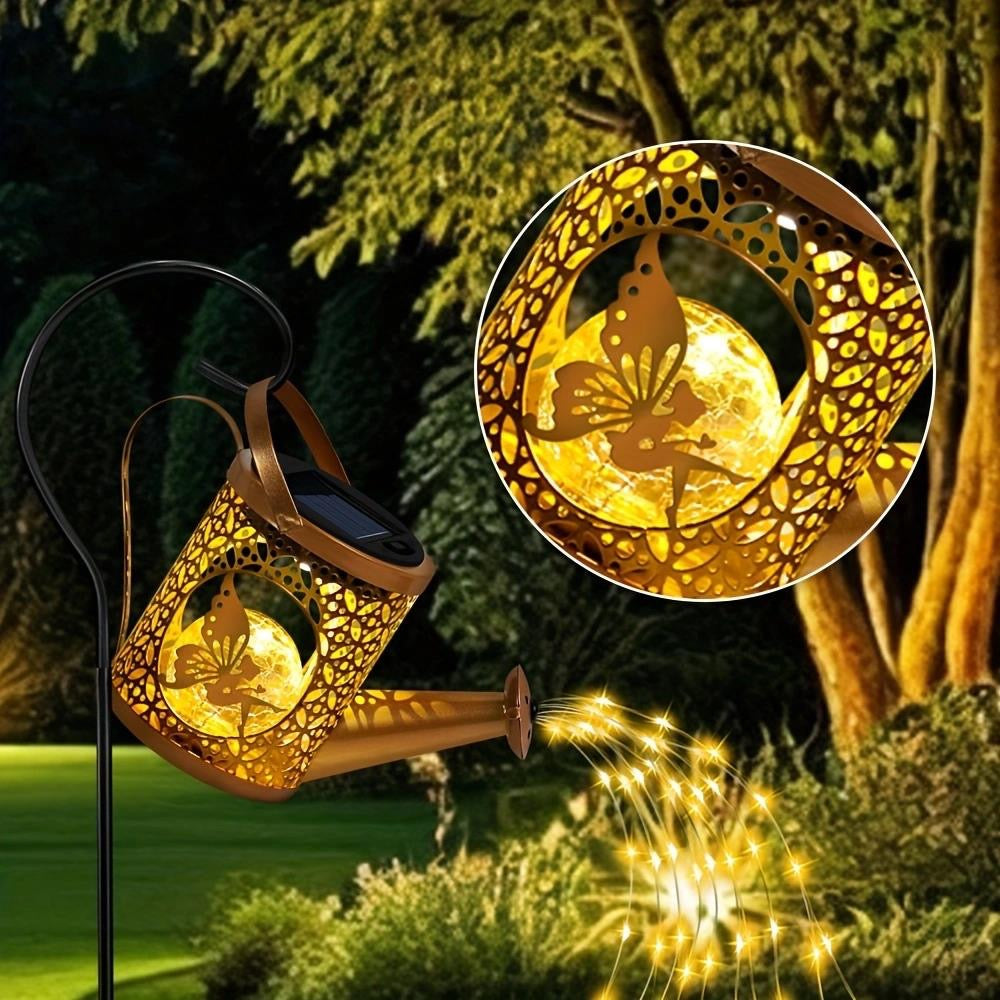 Solar Watering Can Lantern With Cascade Fairy Lights