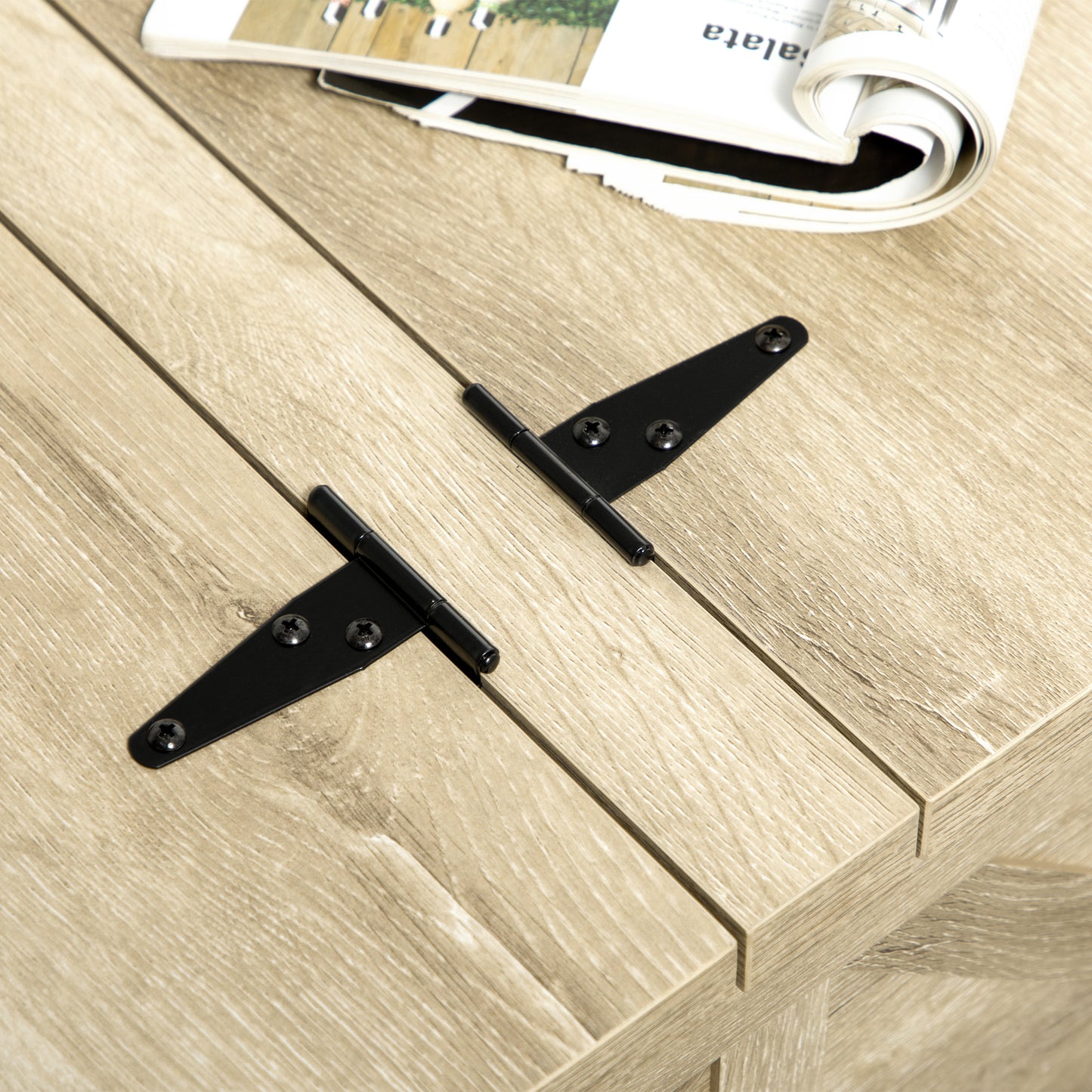 Farmhouse Coffee Table with Storage, Large Square Coffee Table for Living Room Furniture, Wooden Center Table