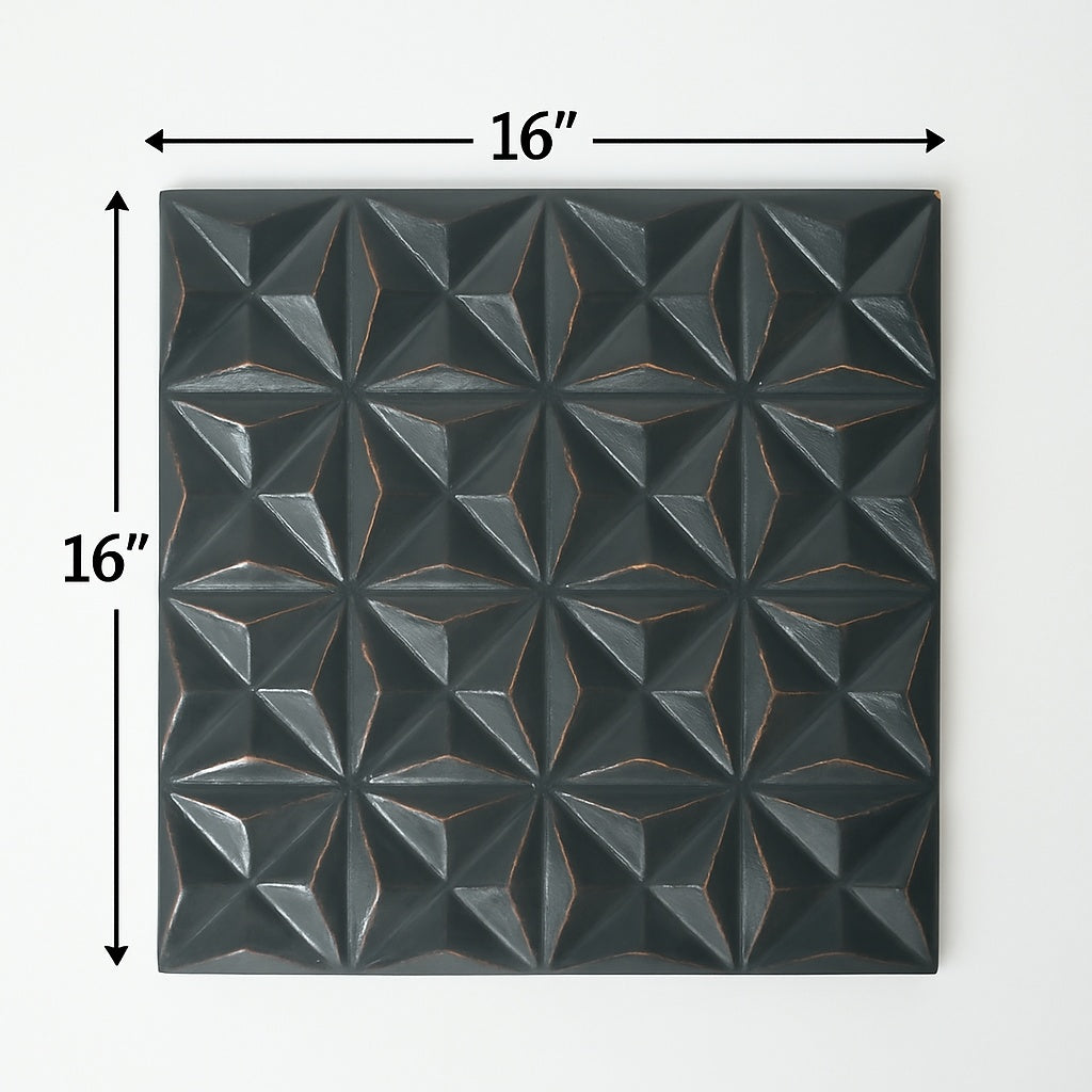 Black Square Shape Handcrafted MDF Wall Decor 16inchx16inch Elegant Home Accent