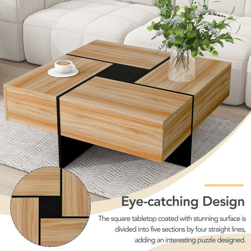 Unique Design Coffee Table With 4 Hidden Storage Compartments Extendable Sliding Top