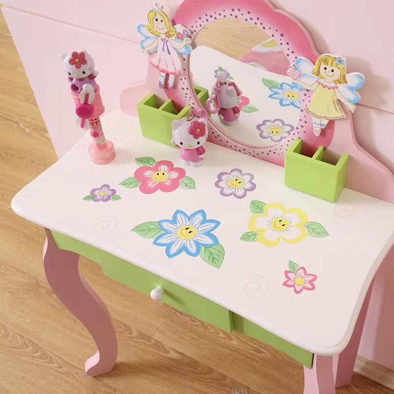 The Enchanted Essence Princess Vanity Table For Kids - Eco Friendly Wood With Mirror