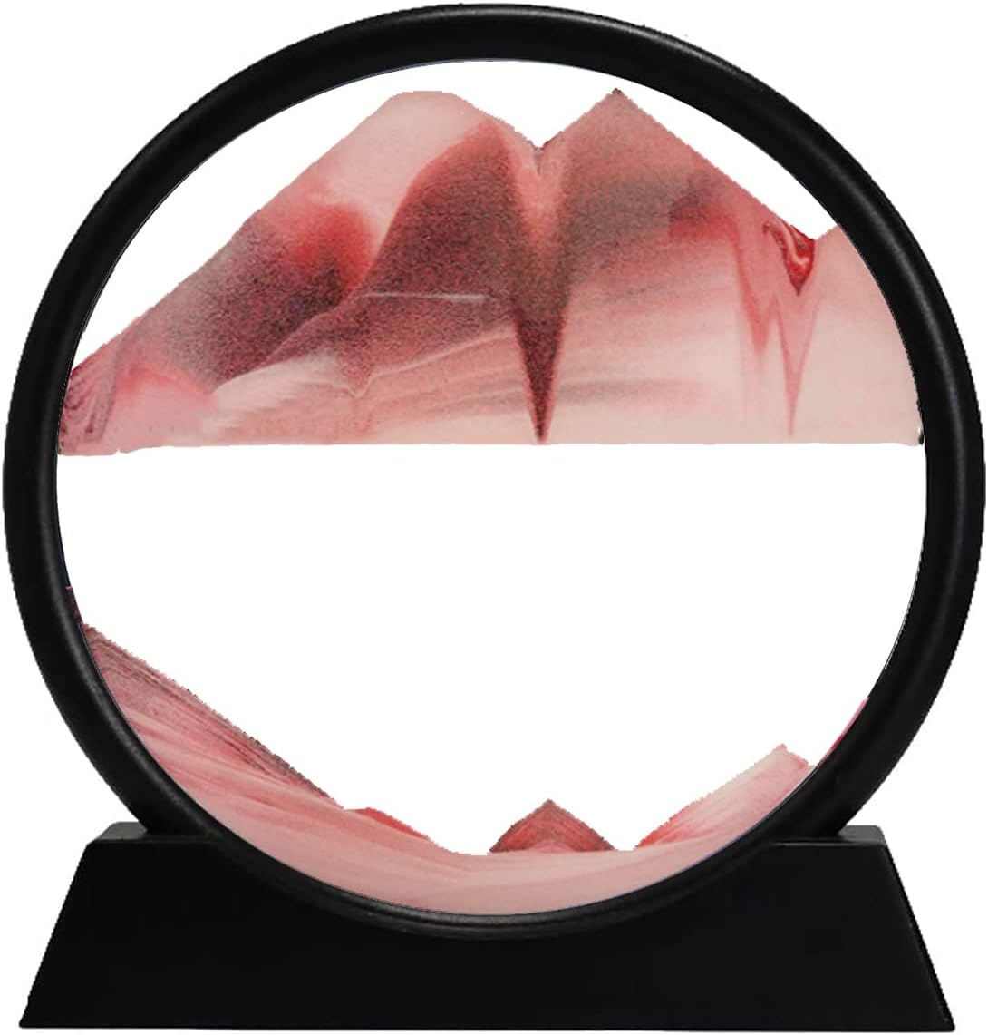 3D Dynamic Sand Art Round Glass Purple -  For Relaxing Desk Decor