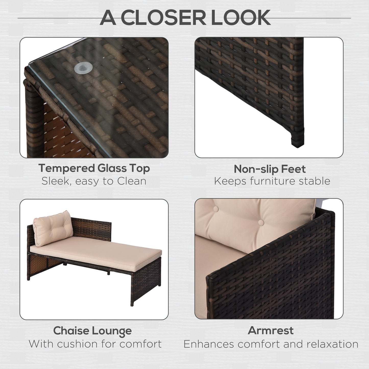 3 Piece Patio Furniture Set - Luxe Outdoor Lounge With L Shaped And Cushions