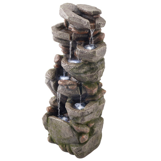Rock Cascade Outdoor Fountain With Relaxing Waterfall Sounds