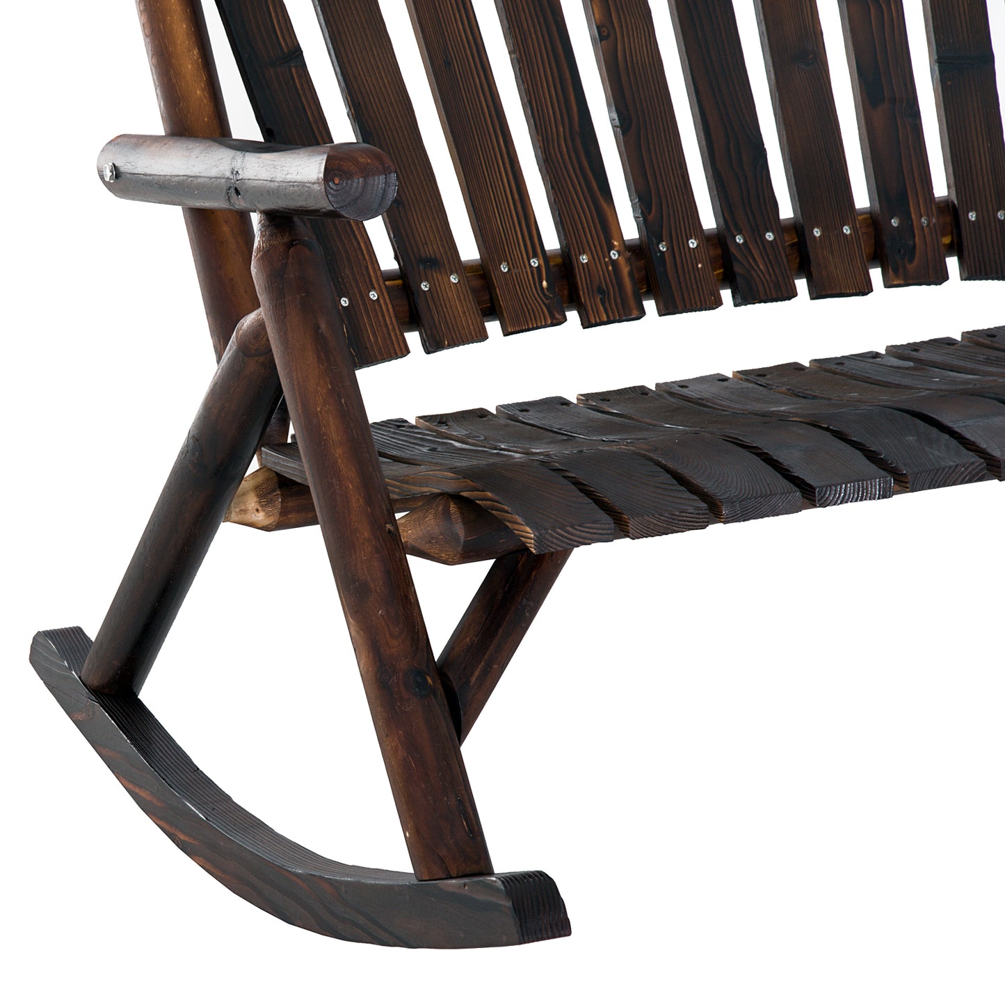 Carbonized Wood High-Back Rocker - Garden Serenity,