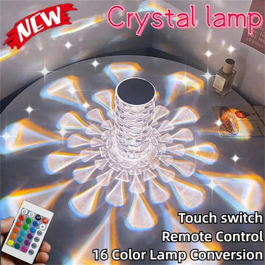 Enchanted Crystal Teardrop Bedside Lamp Glow With Touch 3 Modes And 16 Colors