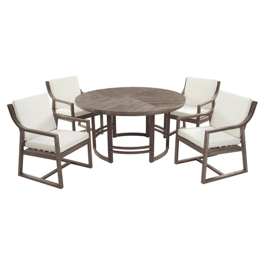 Outdoor Dining Set 5-Piece Patio Table and Chairs with Umbrella Hole