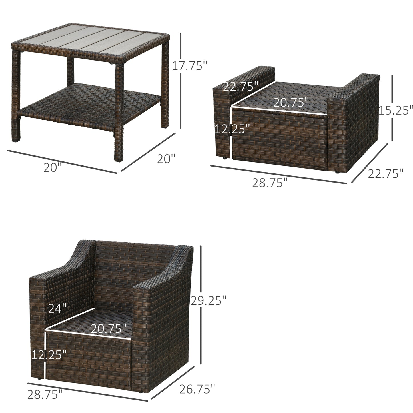 5Pc Patio Furniture Set - Opulent Balcony Bliss For Small Spaces