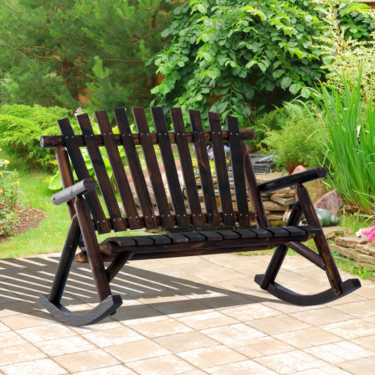 Carbonized Wood High-Back Rocker - Garden Serenity,