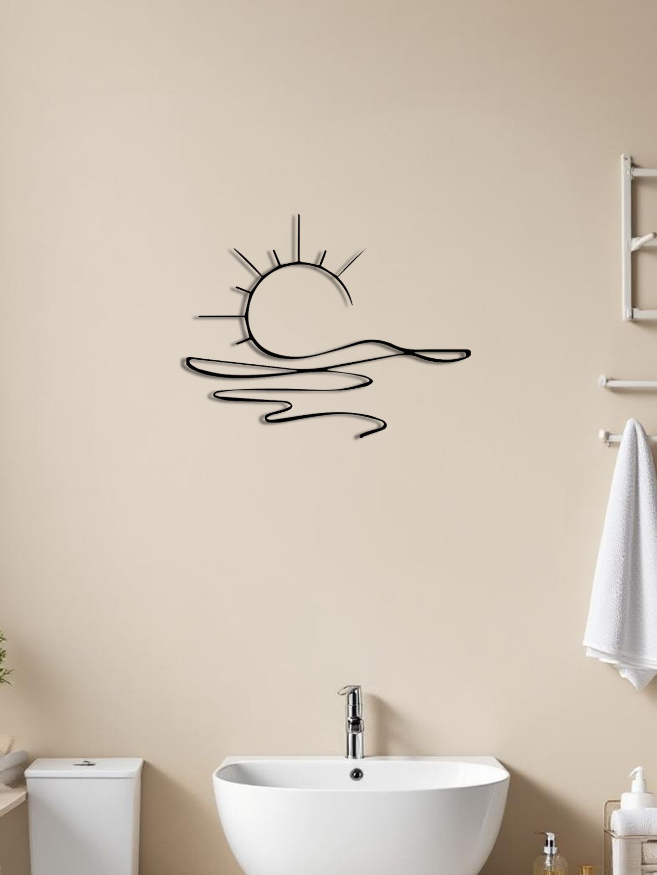 Wall Art Modern Metal Iron Wall Decor, Abstract Sun Line Design For Home