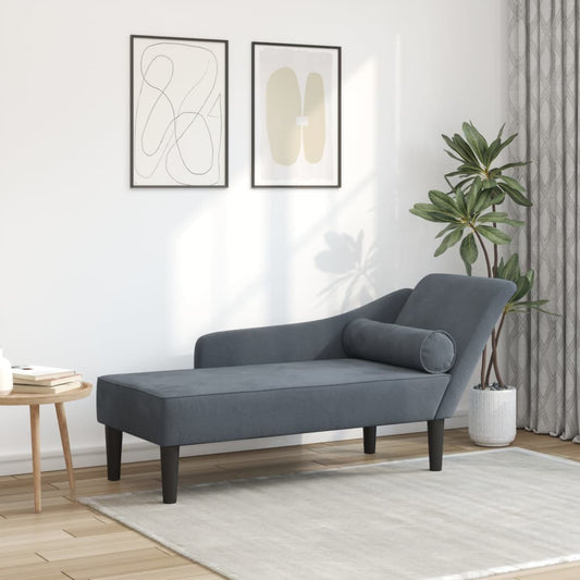 Chaise longue with cushions in velvet