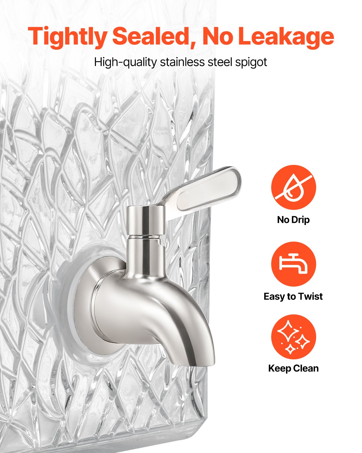 Beverage Dispenser, 2.5 Gallon Drink Dispensers For Parties, Glass Juice Dispenser With Metal Stand, Stainless Steel Spigot, Iced Tea Lemonade Juice Water Dispensers For Parties