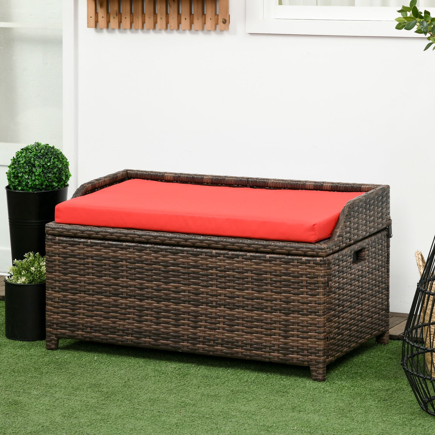 34 Gallon Outdoor Storage Bench With Cushioned Seat